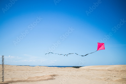 kite flying on sand dune photo