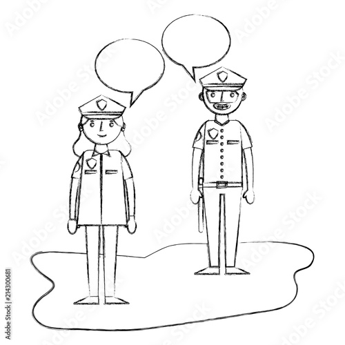 woman and man police officer talking
