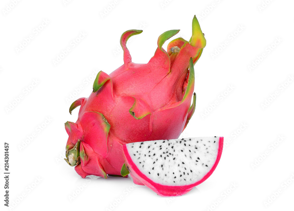 pitaya or dragon fruit with slice isolated on white background pitaya or dragon fruit with slice isolated on white background