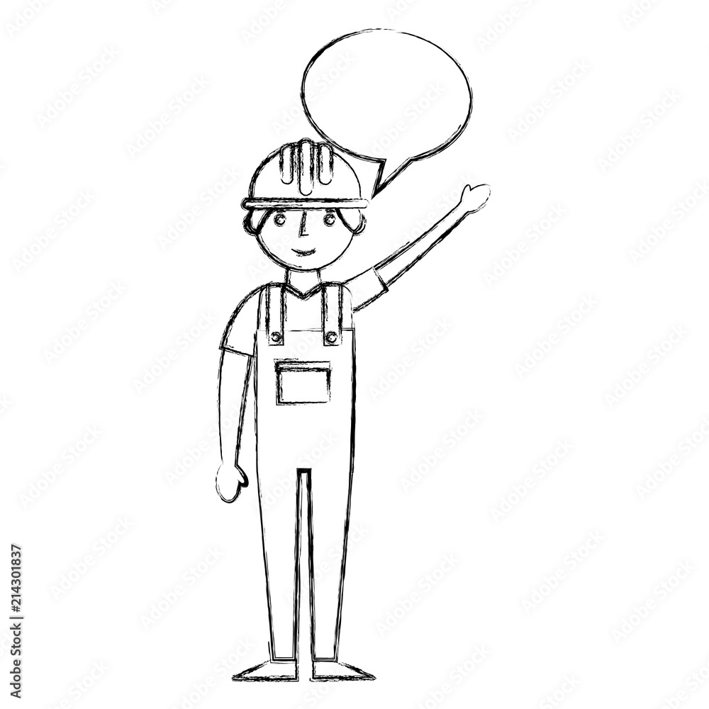 construction builder with speech bubble avatar character construction builder with speech bubble avatar character