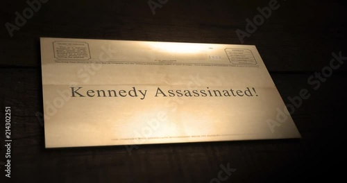 Sepia old telegram text series -  Kennedy Assassinated! photo