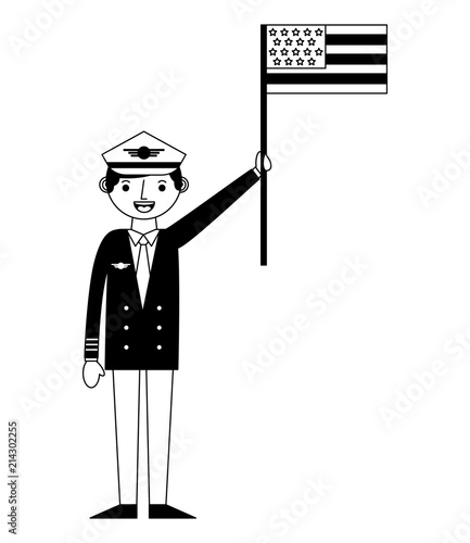 airplane pilot with usa flag