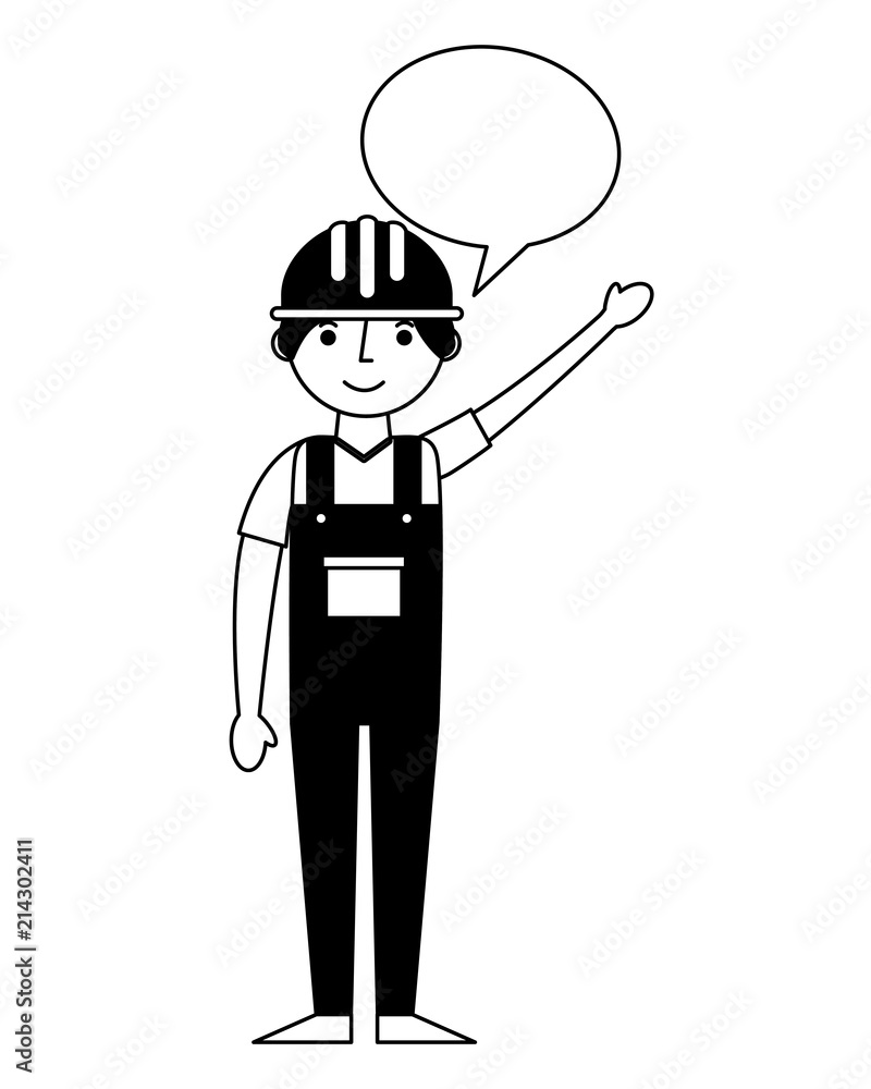 construction builder with speech bubble avatar character vector illustration design construction builder with speech bubble avatar character vector illustration design