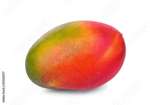 single ripe mango isolated on white background