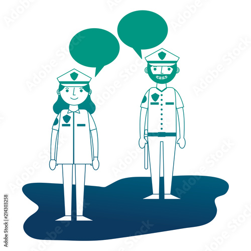 woman and man police officer talking