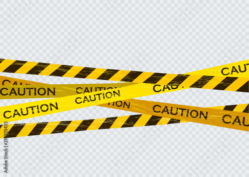 Caution lines isolated. Warning tapes. Danger signs.