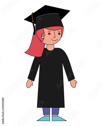 student girl graduted avatar character vector illustration design