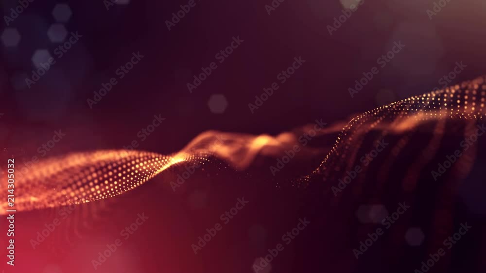 4k seamless 3d animation as sci-fi background with glow particles and ...