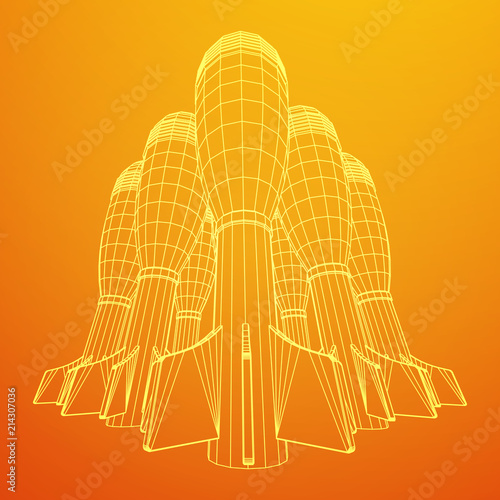 Missile, nuclear bomb or mortar mine Wireframe low poly mesh vector illustration