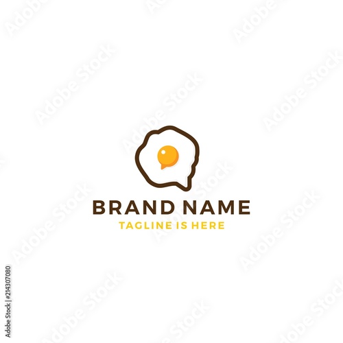 omelette egg breakfast chat talk bubble social media logo template vector icon illustration