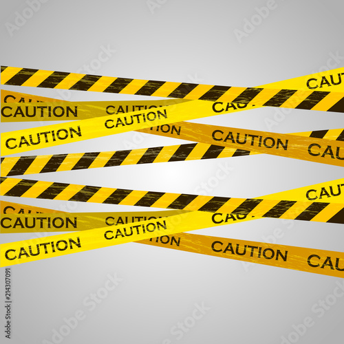 Caution lines isolated. Warning tapes. Danger signs.