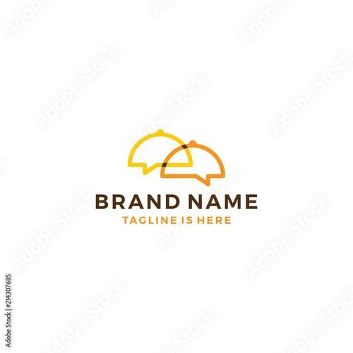 food chef chat talk bubble social logo template