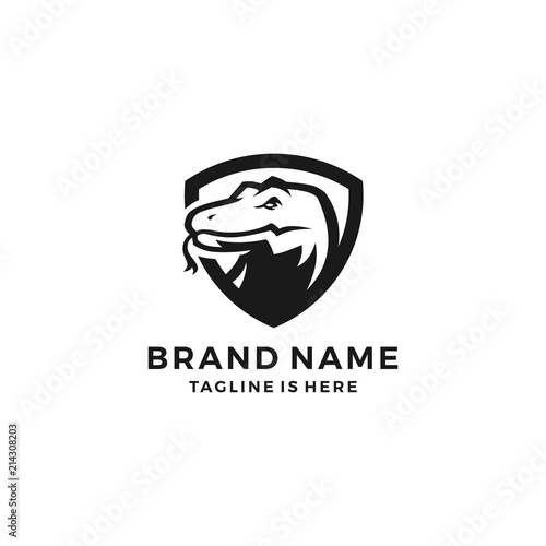 komodo dragon shield security sport emblem badges logo template vector illustration