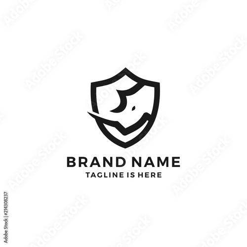 rhino shield security logo template vector icon illustration