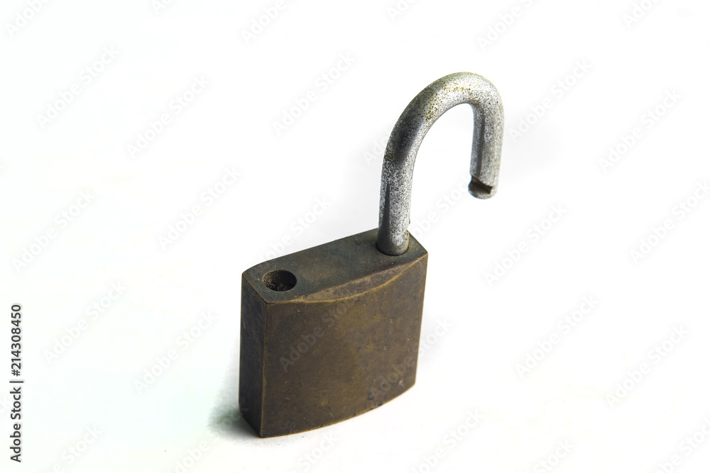 Old Padlock on white background Old Padlock on white background