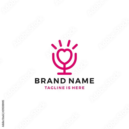 love mic podcast live show broadcast logo template vector illustration