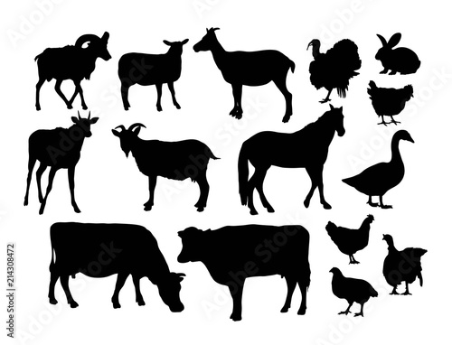Farm Animal Silhouettes, art vector design © martinussumbaji