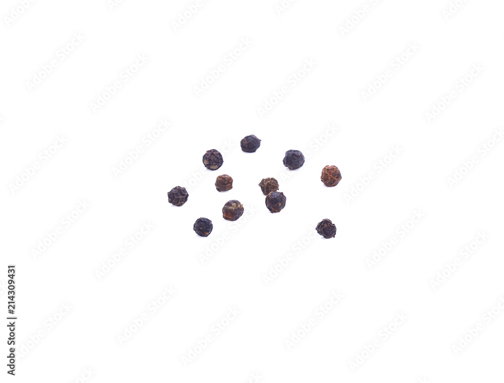 Black pepper seeds isolated on white background Black pepper seeds isolated on white background