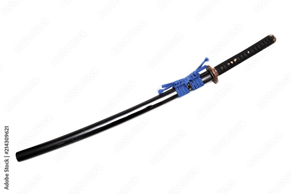 Japanese sword and scabbard on white background Japanese sword and scabbard on white background