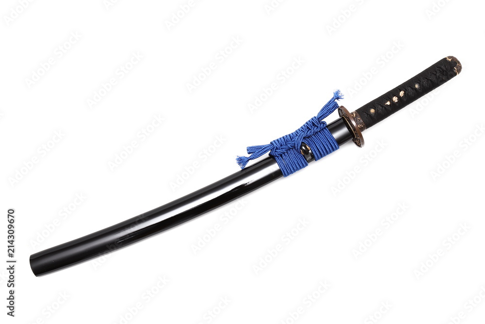 Japanese sword and scabbard on white background Japanese sword and scabbard on white background
