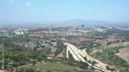Aerial view of the beautiful landscape and cityscape around La Jolla area from Mt. Soledad National Veterans Memorial, San Diego, California