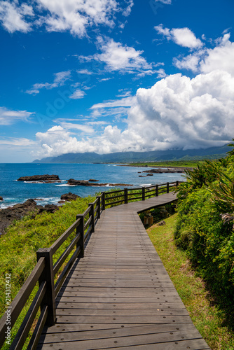 Hiking path on a tropical island in Sanxiantai, Taidong, Taiwan