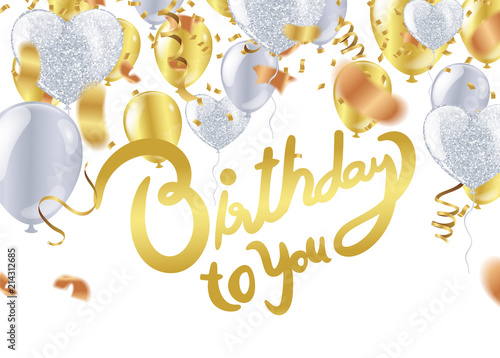 Happy Birthday typography hand drawn vector lettering on background.