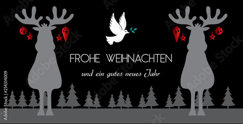 Rentiere Silhouette mit Friedenstaube - cartoon-IT