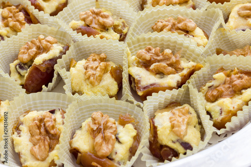 Dates with mascarpone cheese and walnuts