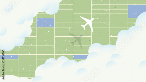 Aerial view scenery landscape, aerial view of airplane flying over farm fields