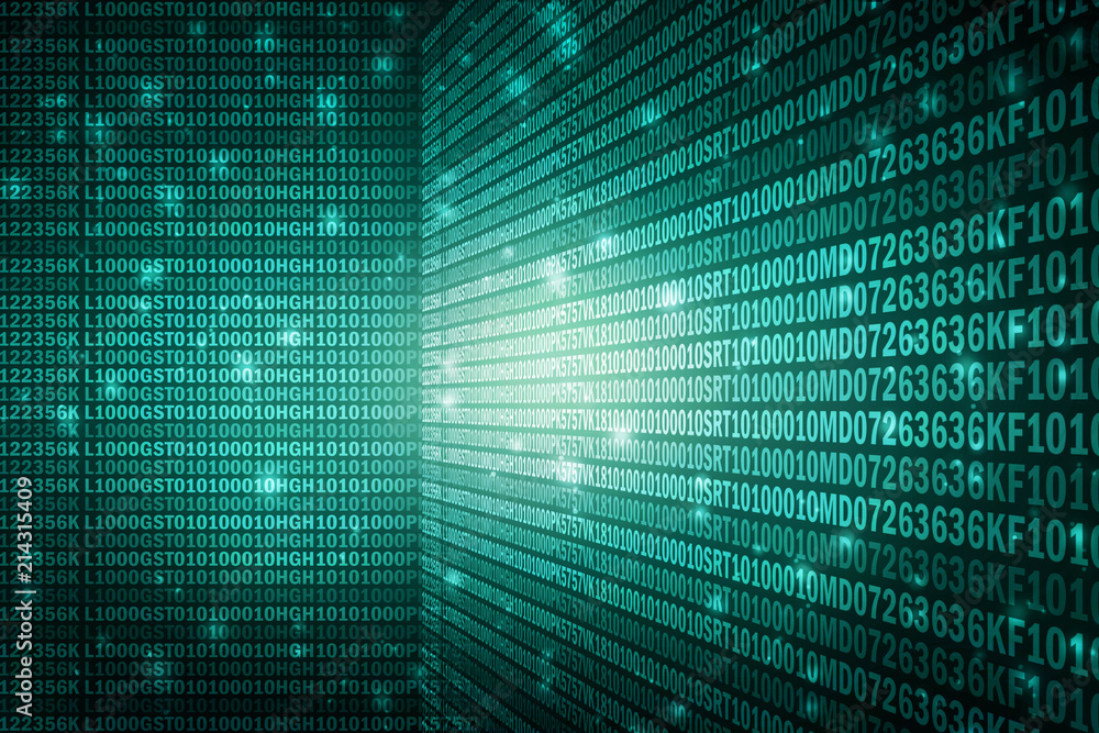 2d illustration abstract digital binary data on computer screen 2d illustration abstract digital binary data on computer screen