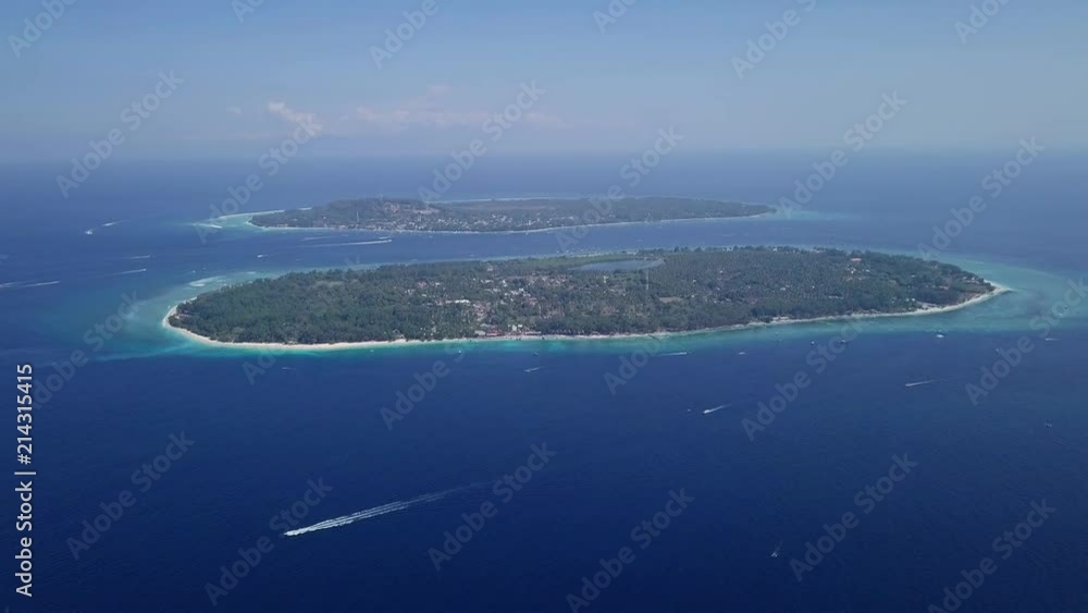 Rising High Level Aerial View of the Gili Islands Rising High Level Aerial View of the Gili Islands