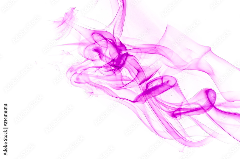 Purple smoke on white background