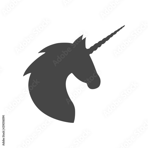 Silhouette head unicorn icon, logo