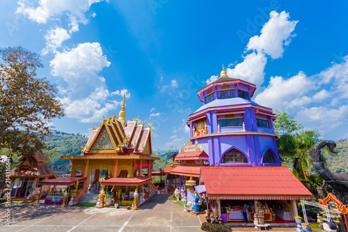 Chiang Rai,Thailand - February 24,2018:Wat Prathat Doi Wao or Black Scorpion Temple at Mae Sai Chiang Rai border crossing from Mai Sai to Tachilek Myanmar. © Narong Niemhom