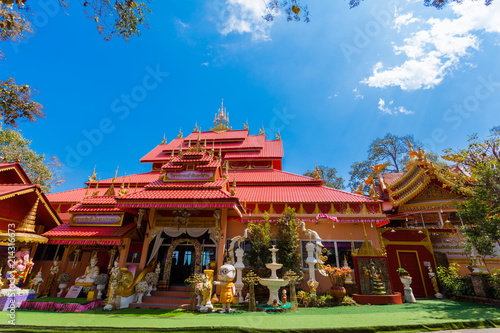 Chiang Rai,Thailand - February 24,2018:Wat Prathat Doi Wao or Black Scorpion Temple at Mae Sai Chiang Rai border crossing from Mai Sai to Tachilek Myanmar.
