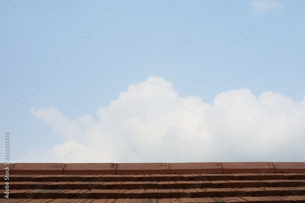 top roof and heap white cloud and fresh blue sky top roof and heap white cloud and fresh blue sky