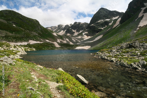 The Semitsvetnoye lake, the Caucasus mountains, Arkhyz