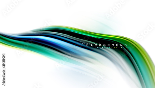 Fluid liquid mixing colors concept on light grey background, wave and swirl curve flow line, trendy abstract layout template for business presentation, app wallpaper banner, poster or wallpaper