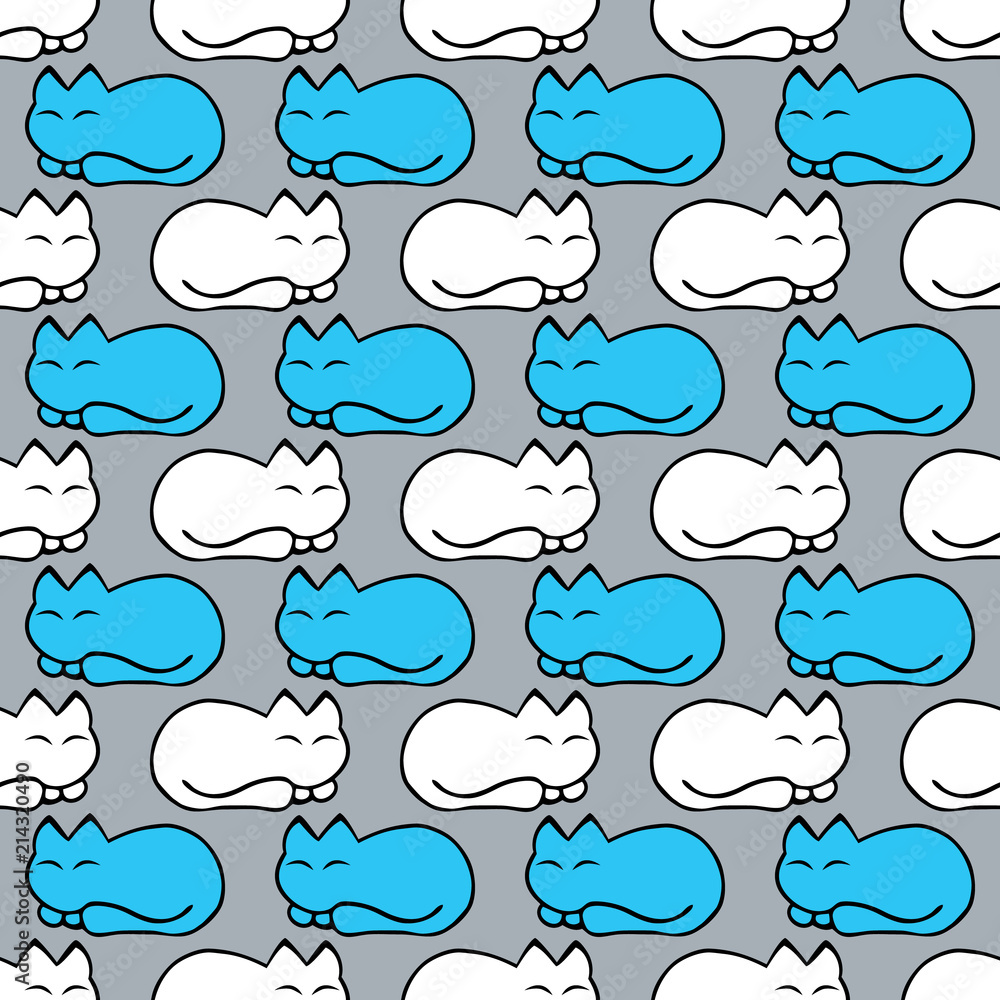 seamless pattern with white and blue cat. vector seamless pattern with white and blue cat. vector
