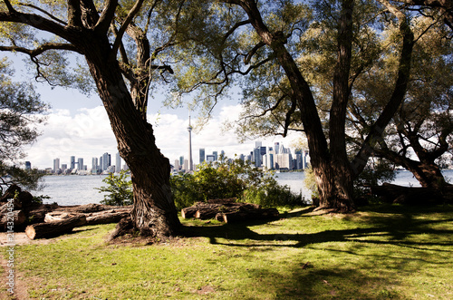 Canvas Print Skyline von Toronto von Centre Island aus, CN Tower, Ontario-See, Toronto, Provi