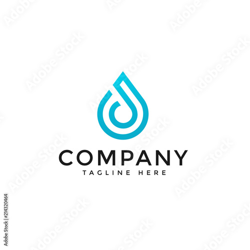 Free Download Water drop Logo design vector template Linear style. Blue Droplet lines aqua Logotype icon - GFXLoad