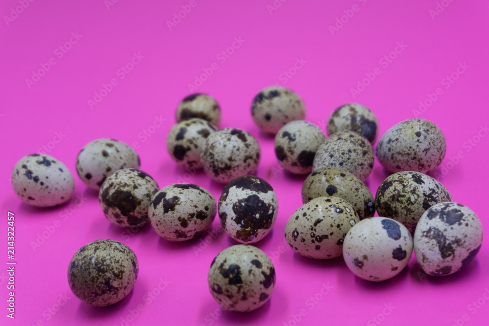 Fototapeta premium Quail eggs background heap many pattern pile small,