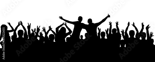 Crowd of people applauding silhouette. Cheerful audience, vector