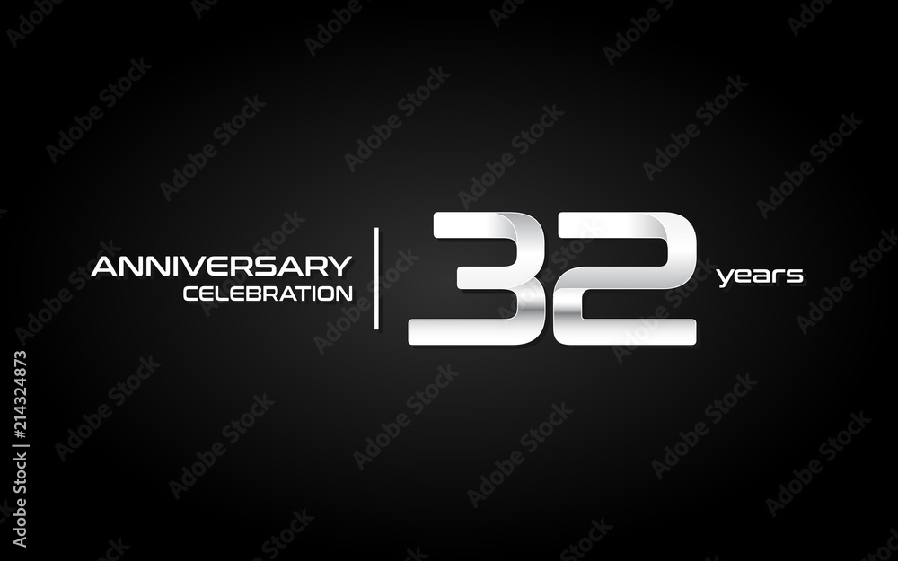 32 years anniversary celebration logo, white, isolated on white background 32 years anniversary celebration logo, white, isolated on white background