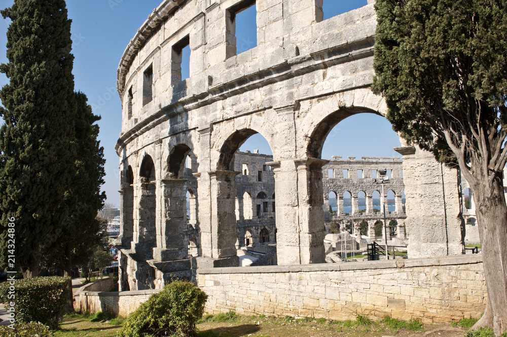Römisches Amphitheater in Pula, errichtet von Kaiser Vespasian, Istrien, Kroatien, Adria, Mittelmeer