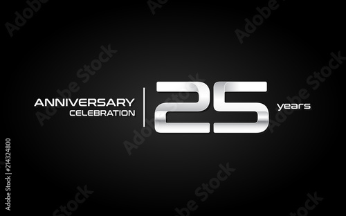 25 years anniversary celebration logo, white, isolated on white background