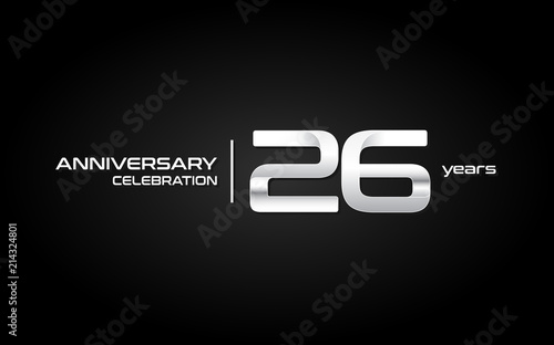 26 years anniversary celebration logo, white, isolated on white background