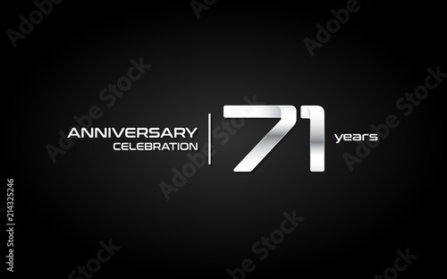 71 years anniversary celebration logo, white, isolated on white background