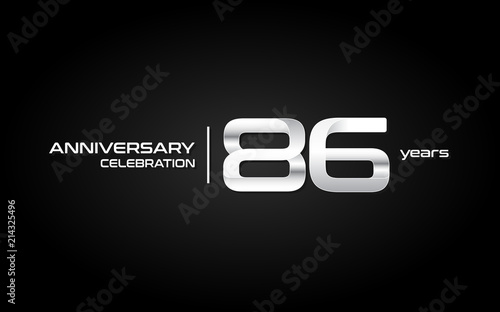86 years anniversary celebration logo, white, isolated on white background